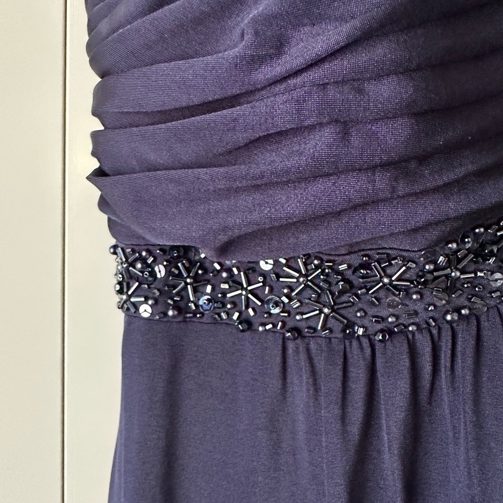 Adrianna Papell Boutique Navy One-Shoulder Formal Gown, Size 10 - Picture 5 of 11